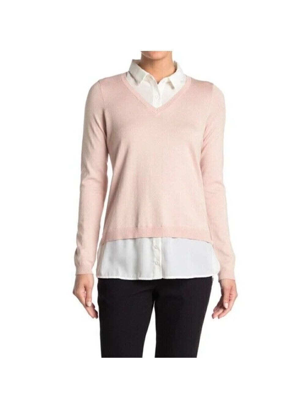 Adrianna Papell BNWOT sweater women sz Medium NEW twofer collared